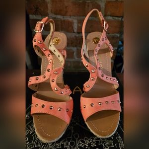 Liliana open toe wedge sandals with studs